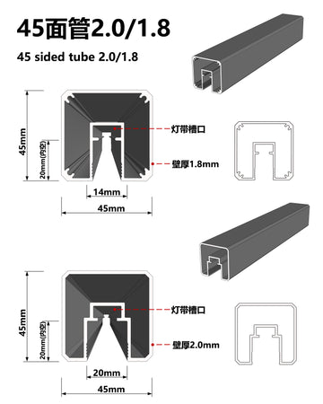 45X45 Aluminum Alloy Top Handrails